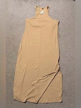 NWT Sleeveless Maxi Dress - Casual Ribbed Tank Style - Beige - XXL
